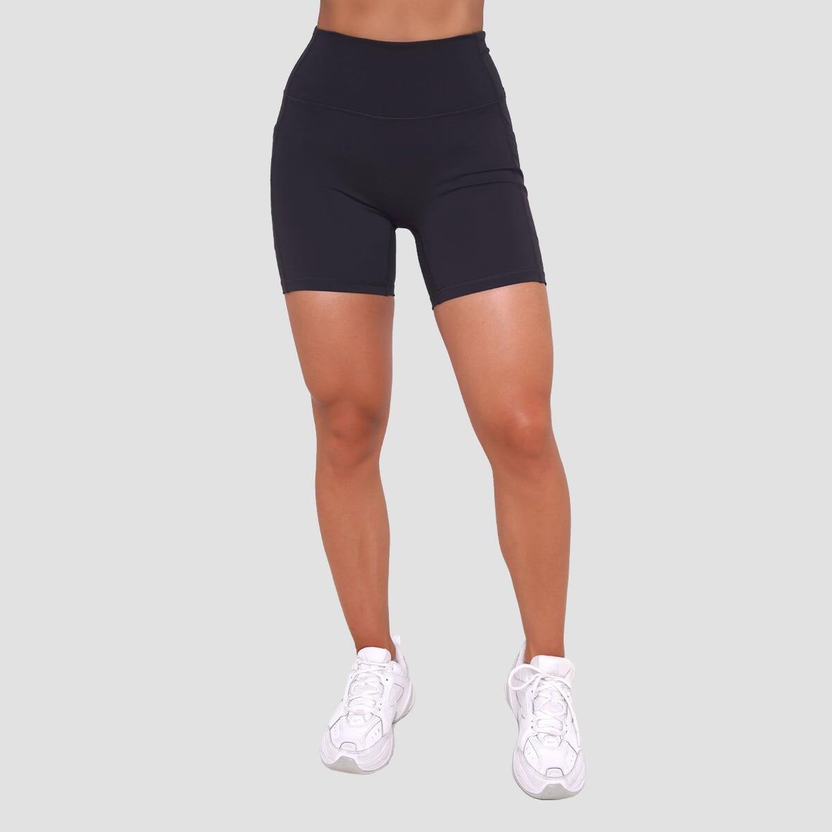 Szorty damskie fitness slim z kieszeniami czarne Ignite