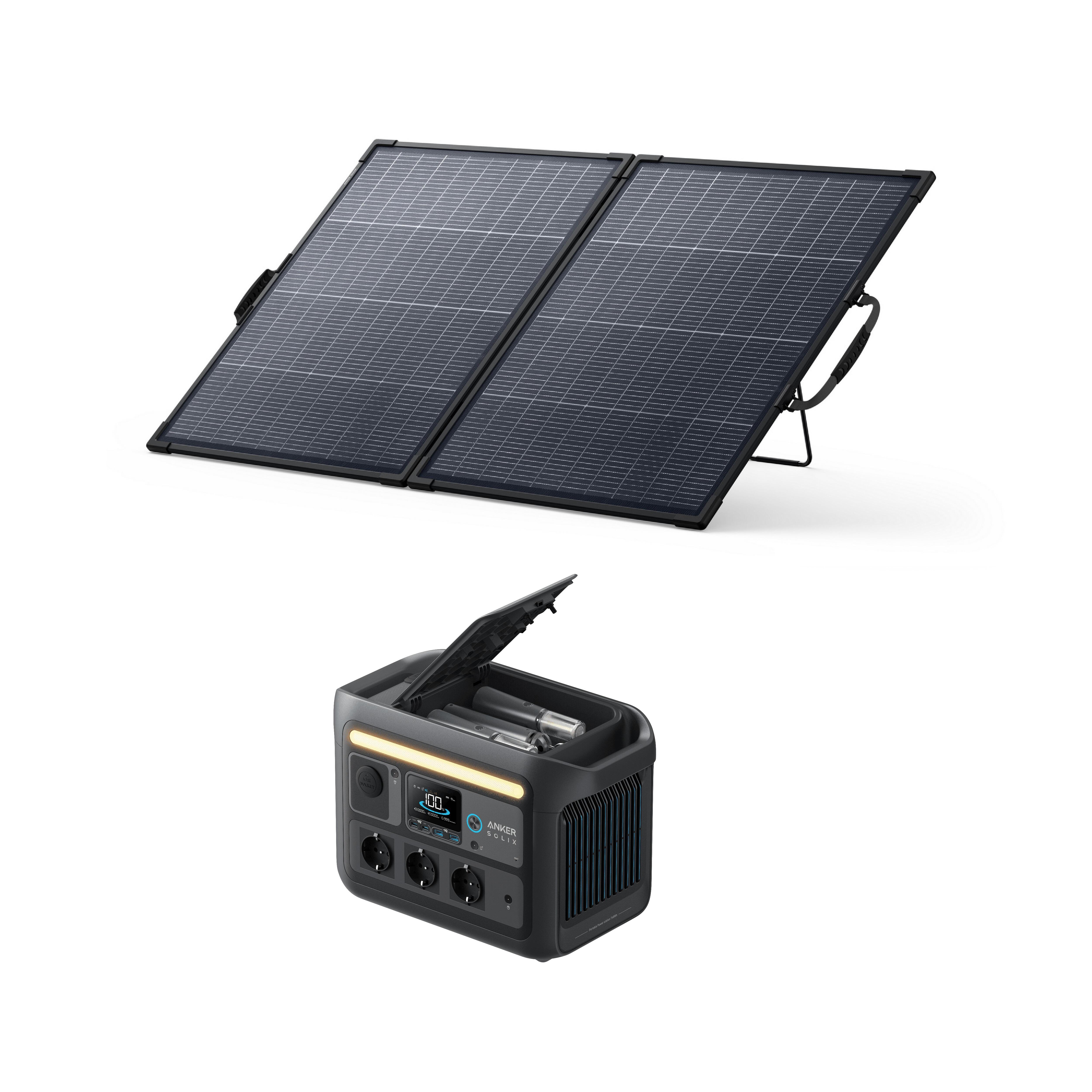 Zestaw stacja zasilania Anker SOLIX C800X z bifacjalny panelem solarnym 200 W