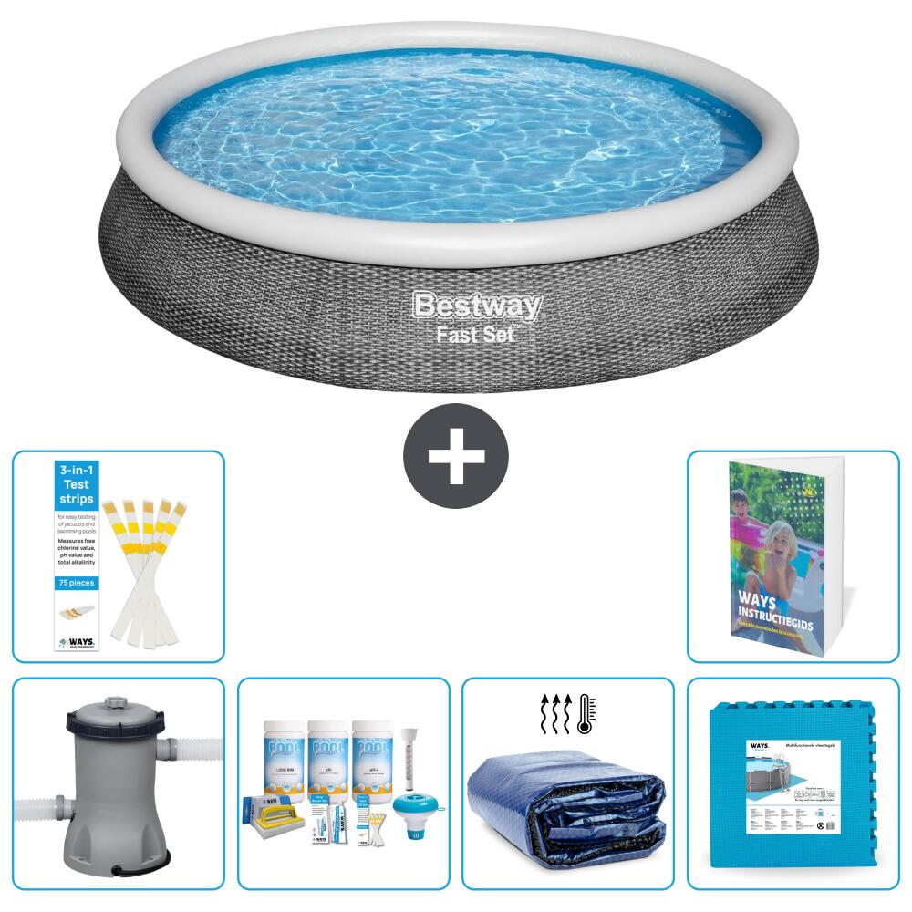 BESTWAY Basen Fast Set Okrągły - 396x84 cm - 7-częściowy S188