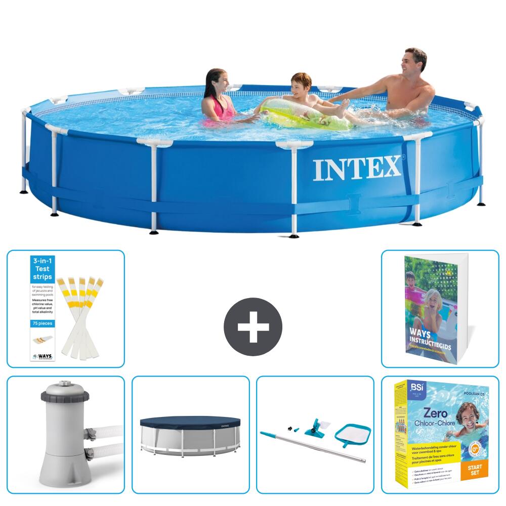 INTEX Basen ze stelażem Okrągły - 366x76 cm - 7-częściowy S202