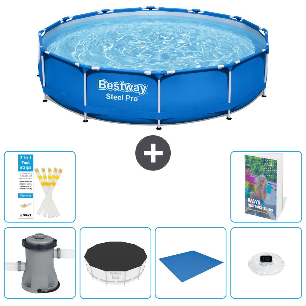 BESTWAY Basen Steel Pro Okrągły - 366x76 cm - 7-częściowy S248