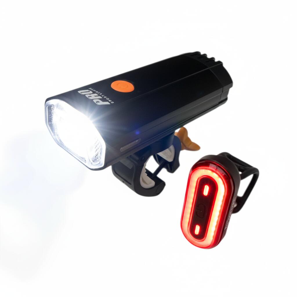 Zestaw oświetlenia rowerowego 1200 i 100 lumenów