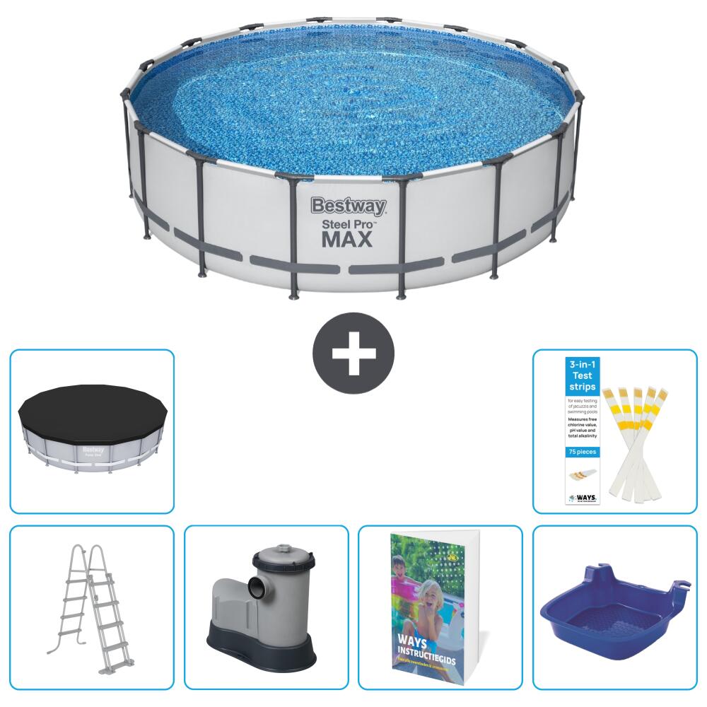 BESTWAY Basen Steel Pro MAX Okrągły - 488x122 cm - 7-częściowy S662