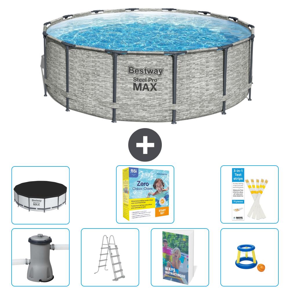 BESTWAY Basen Steel Pro MAX Okrągły - 427x122 cm - 8-częściowy S529