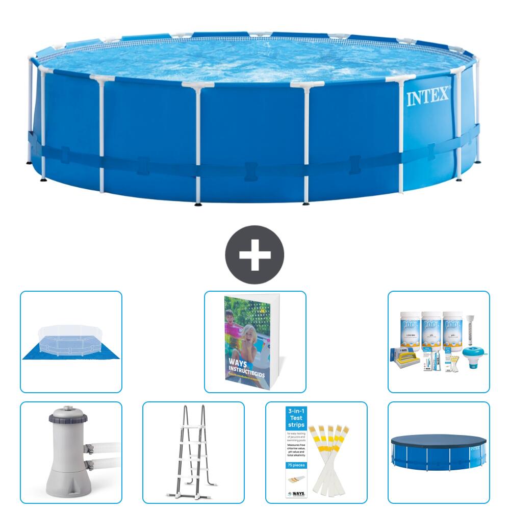 INTEX Basen ze stelażem Okrągły - 457x122 cm - 8-częściowy S599