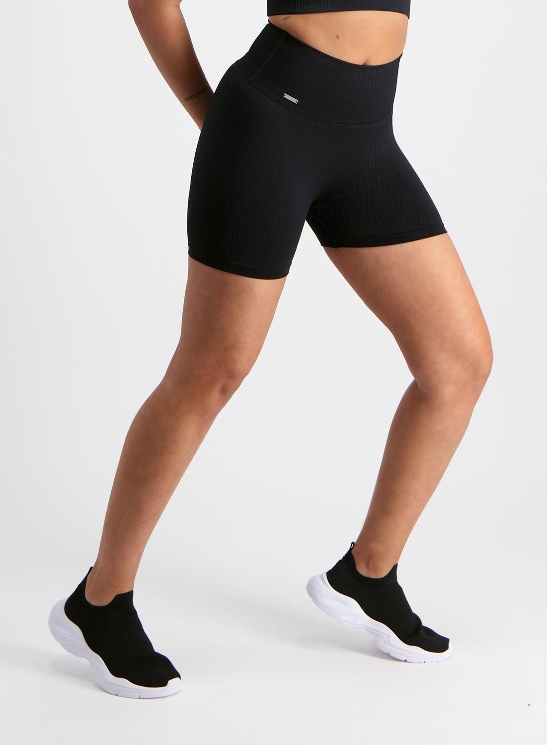 Damskie kolarki midi, z wysokim stanem, squat proof Ribbed Seamless czarne