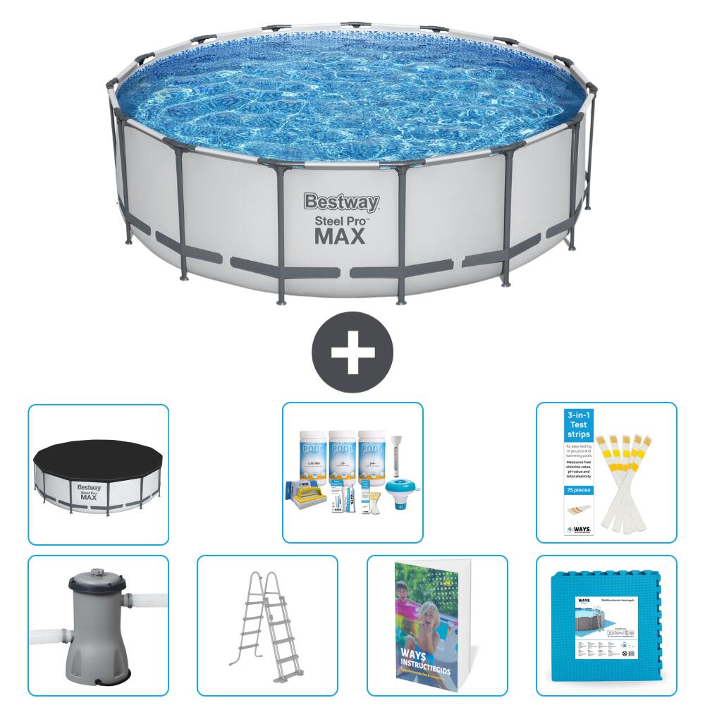 BESTWAY Basen Steel Pro MAX Okrągły - 488x122 cm - 8-częściowy S536