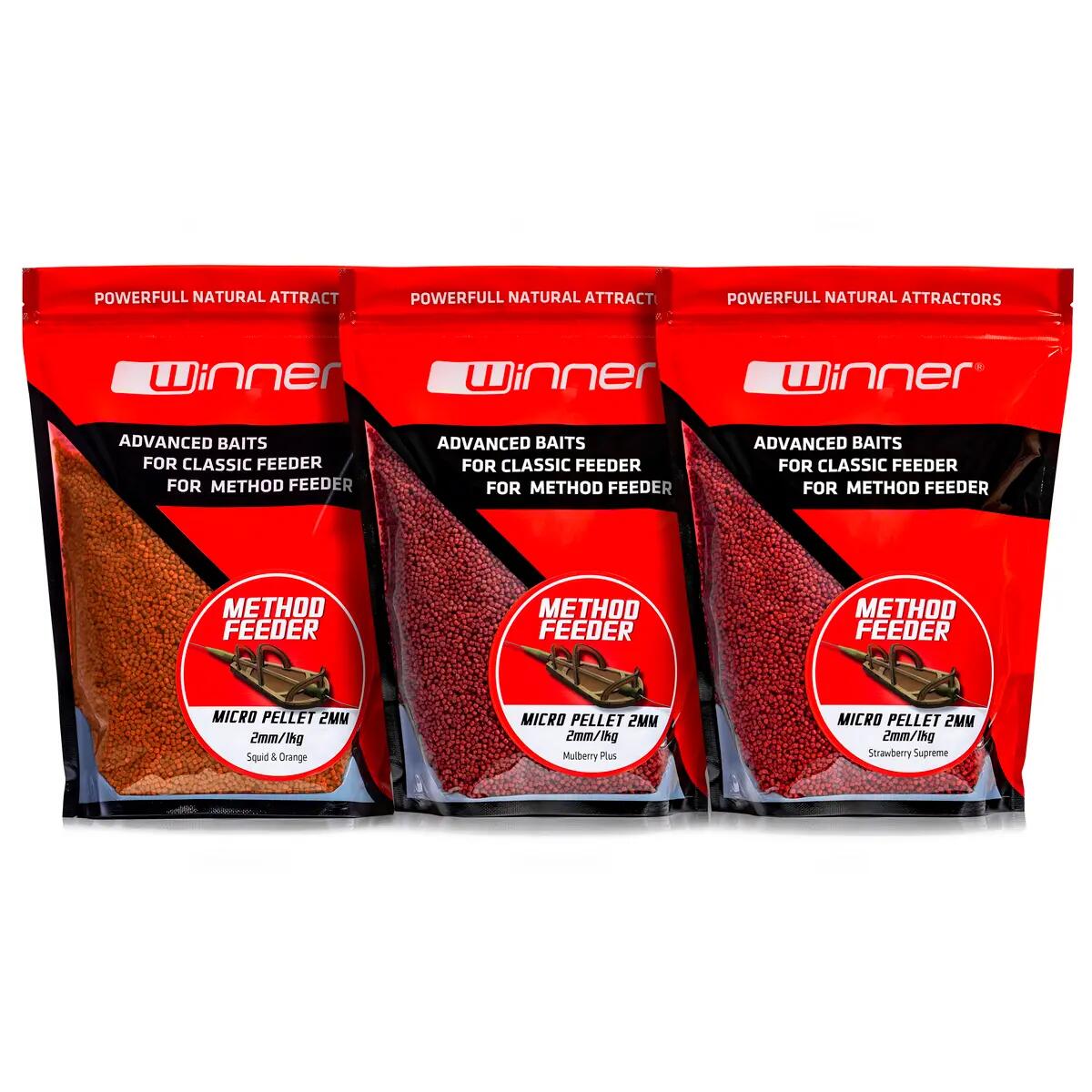 Pellet do Method /Feeder Winner 2mm/1kg / Zestaw Owocowy 4 szt