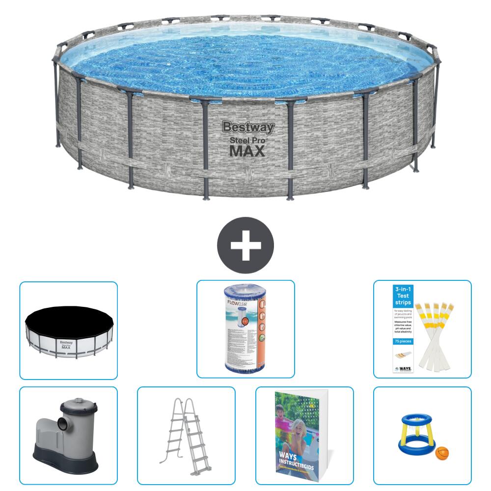 BESTWAY Basen Steel Pro MAX Okrągły - 549x122 cm - 8-częściowy S541