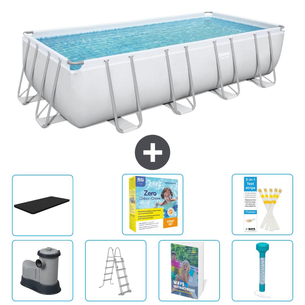 BESTWAY Basen Power Steel Prostokątny - 549x274x122 cm - 8-częściowy S532