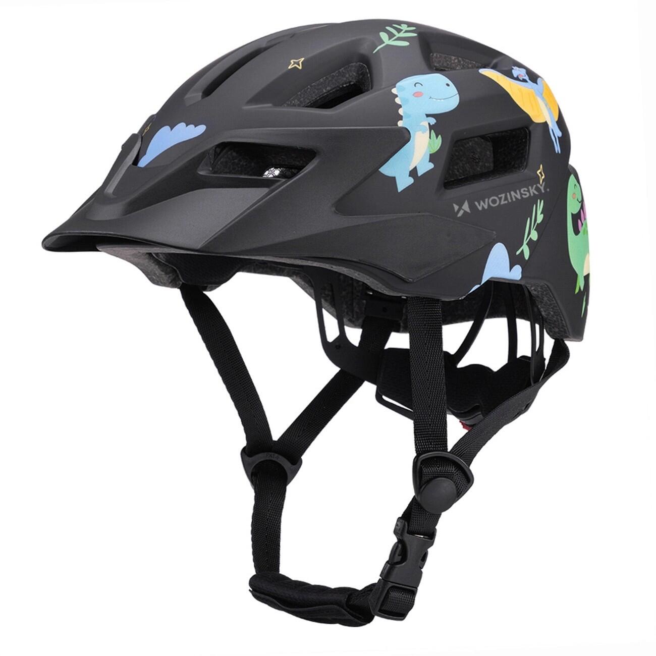 Kask rowerowy dziecięcy mtb wozinsky z odpinanym daszkiem xs - czarny