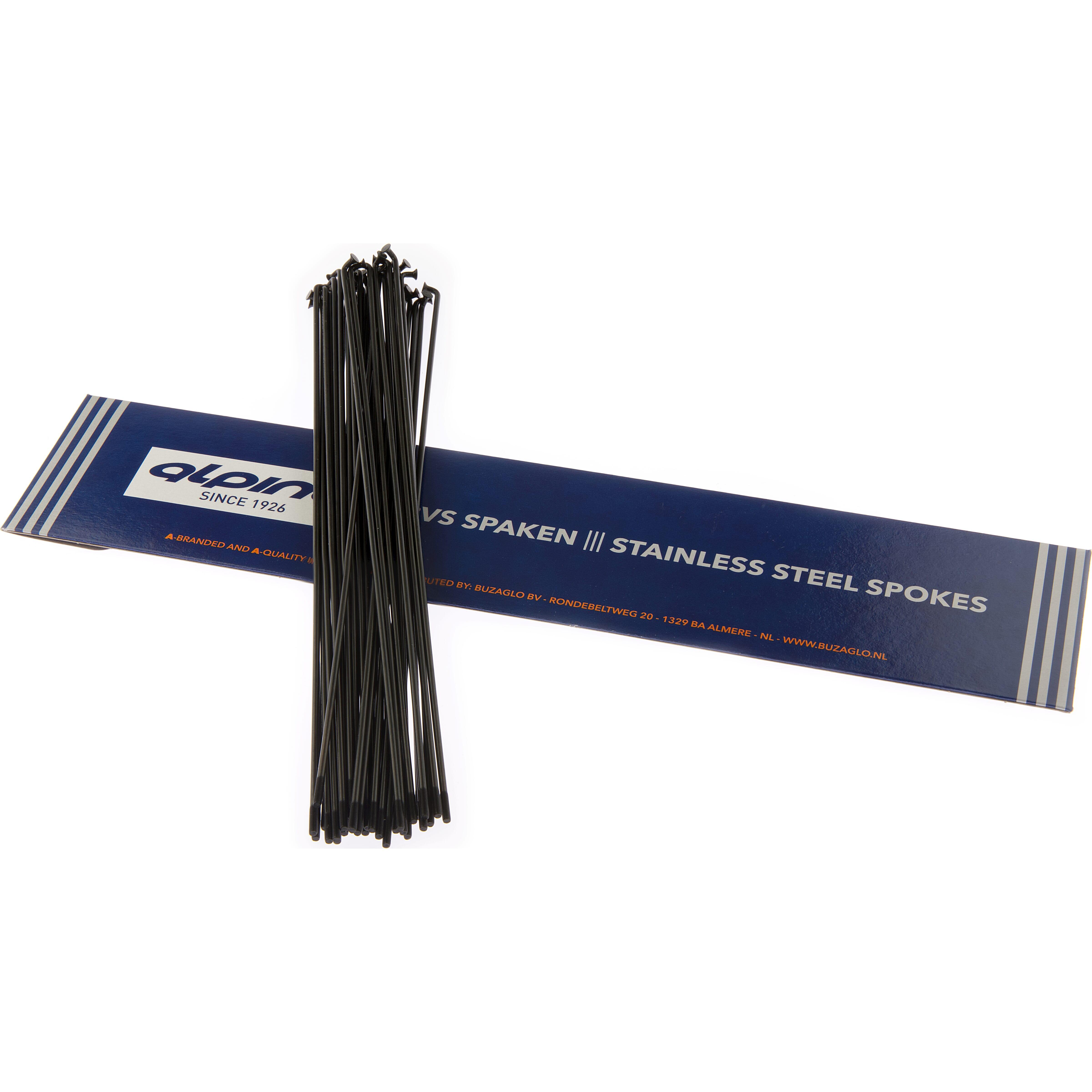 Szprychy Alpina 13g (2,34 mm) 280 mm stal nierdzewna czarne 36 sztuk