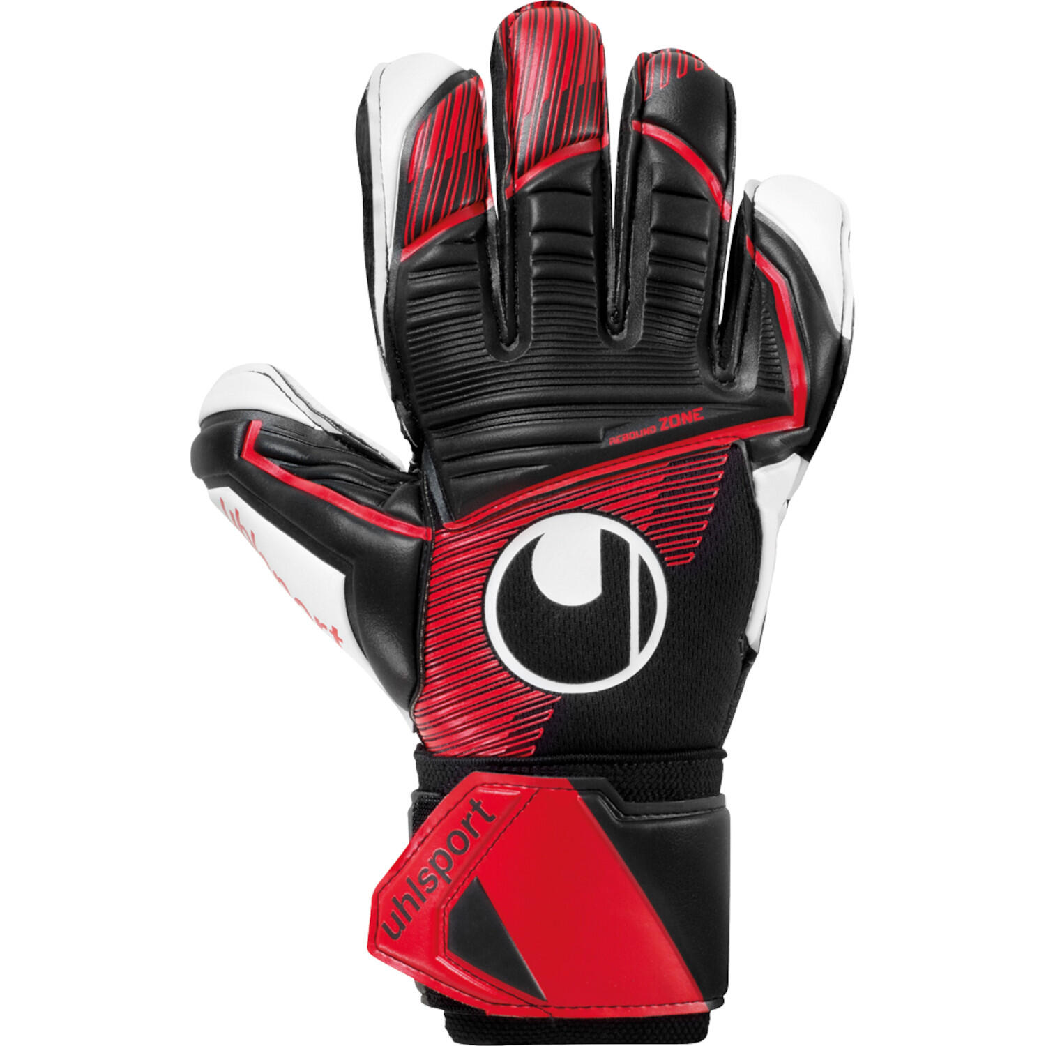Rękawice bramkarskie uhlsport Powerline Supersoft czarne/czerwone/białe