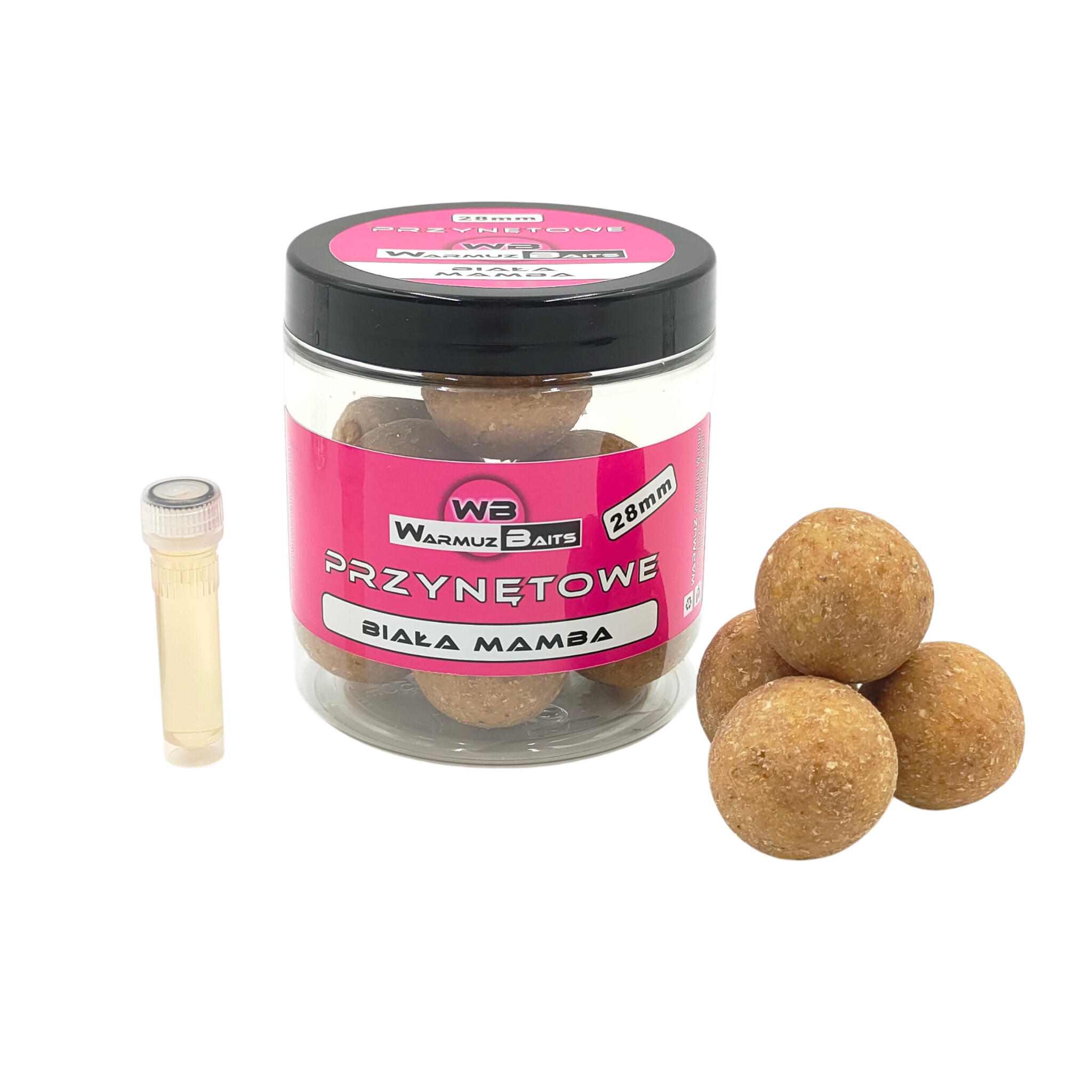 Kulki przynętowe 28mm + dopalacz Warmuz Baits 250ml BIAŁA MAMBA