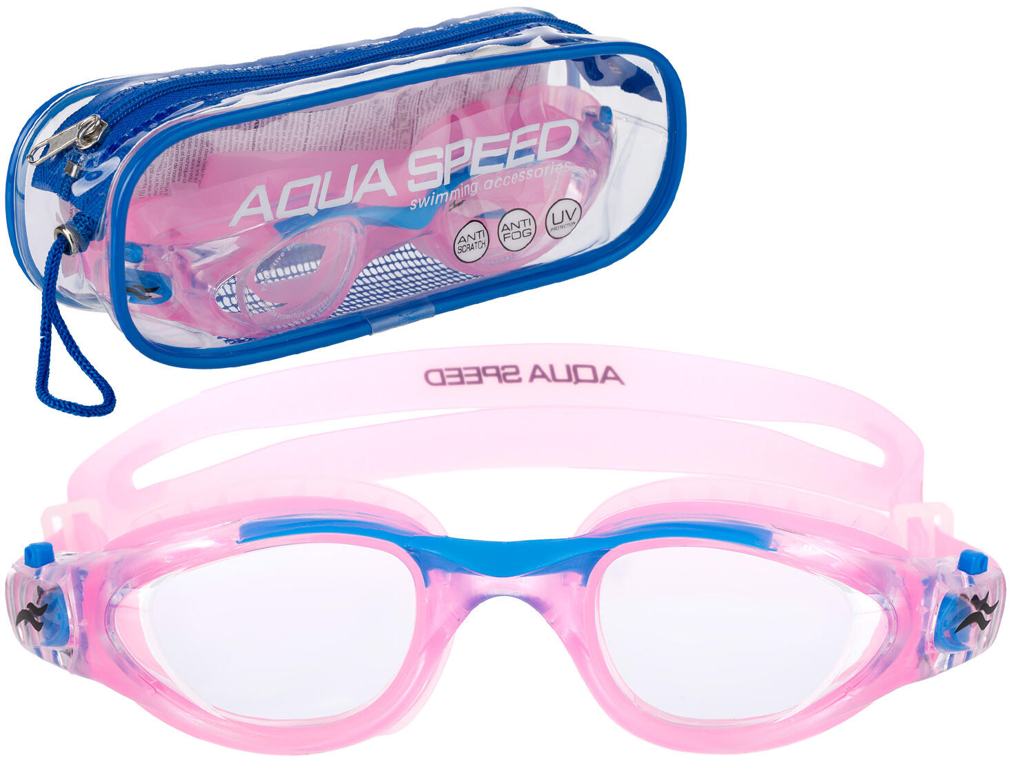 Okulary pływackie dla dzieci do pływania na basen różowe AQUA SPEED