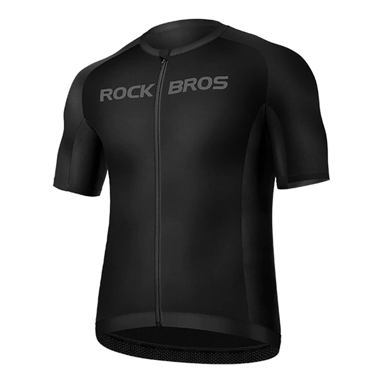 Czarna koszulka kolarska z krótkim rękawem Rockbros
