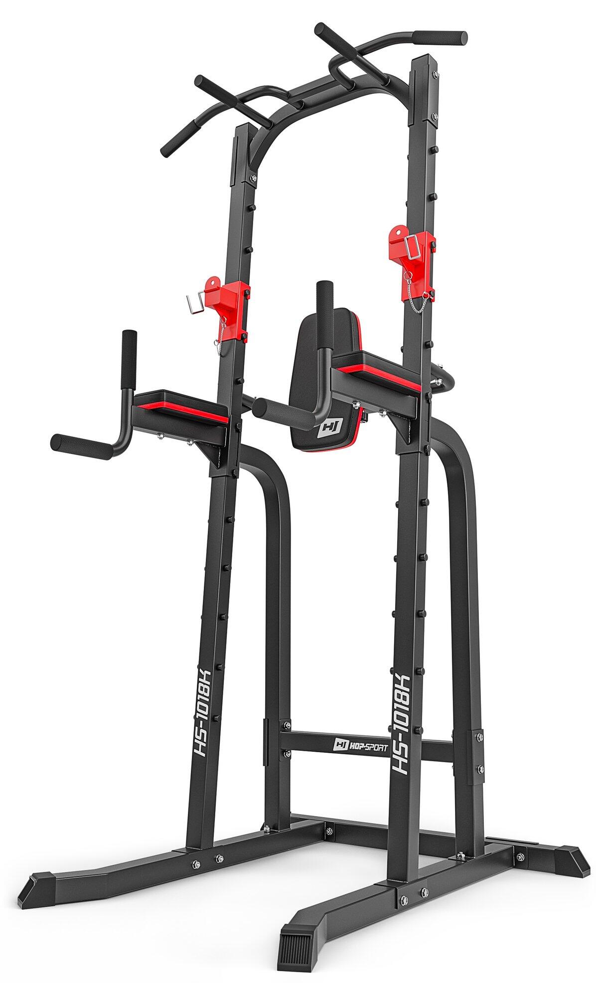 Poręcze treningowe z drążkiem i uchwytami pod sztangę Hop-Sport HS-1018K