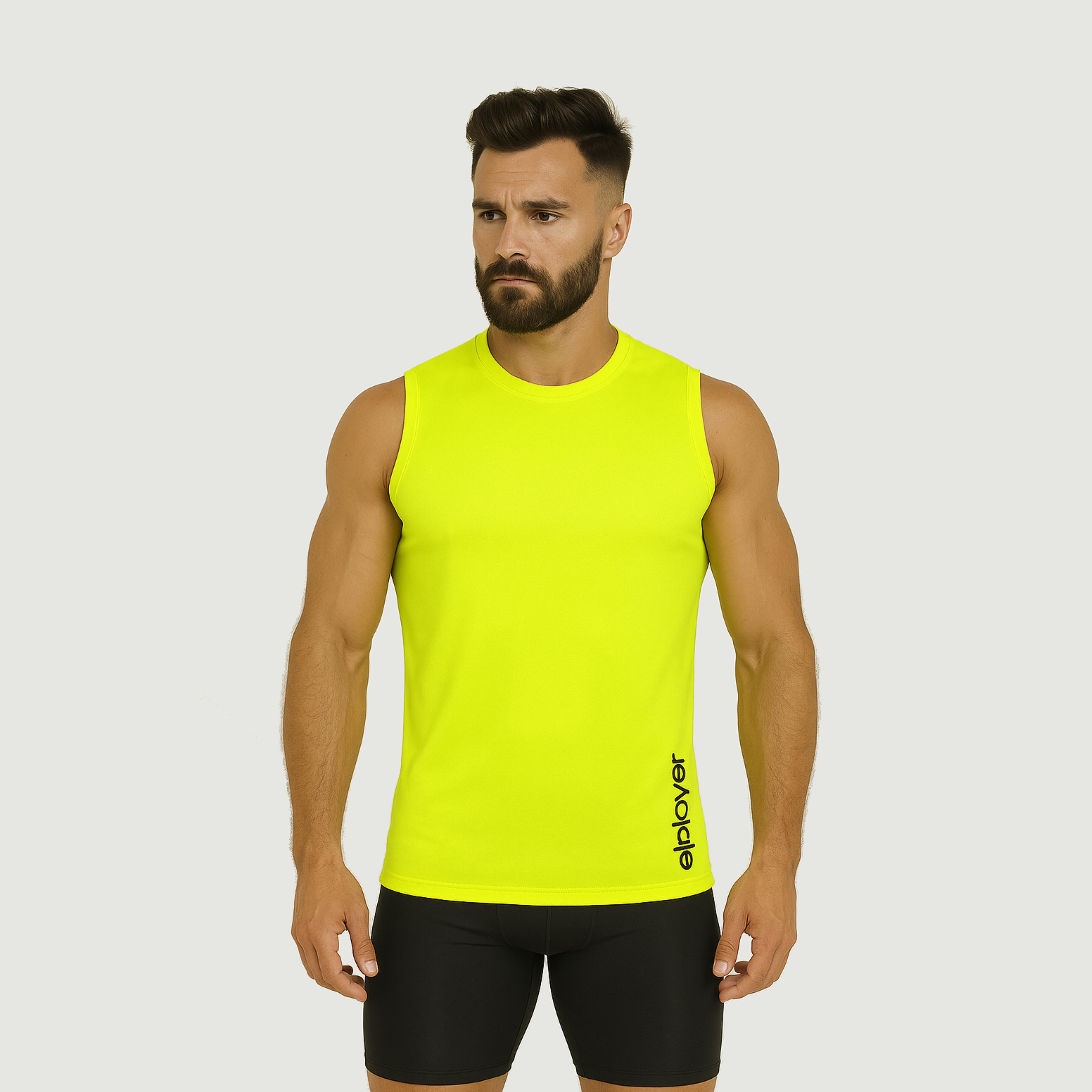 Koszulka fitness męska JEAS neon żółta