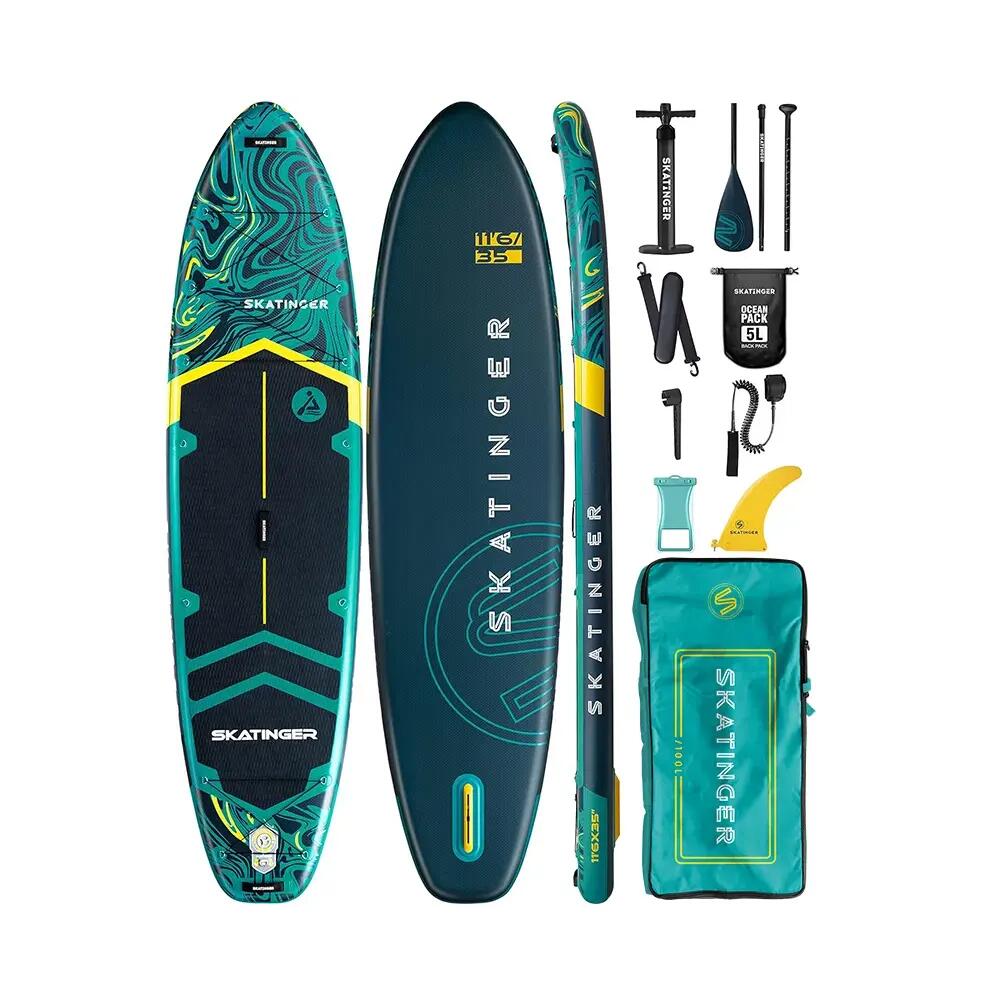 Deska SUP SKATINGER Prana Lava Green 350x89x15 cm (11'6'') yoga, akcesoria