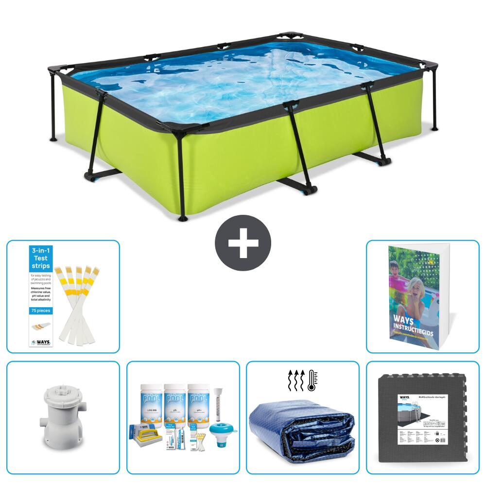 EXIT TOYS Basen Prostokątny - 300x200x65 cm - 7-częściowy S233