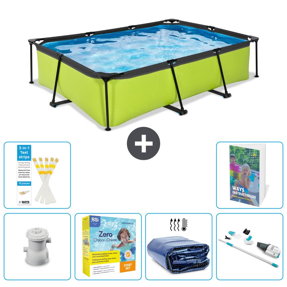 EXIT TOYS Basen Prostokątny - 300x200x65 cm - 7-częściowy S196