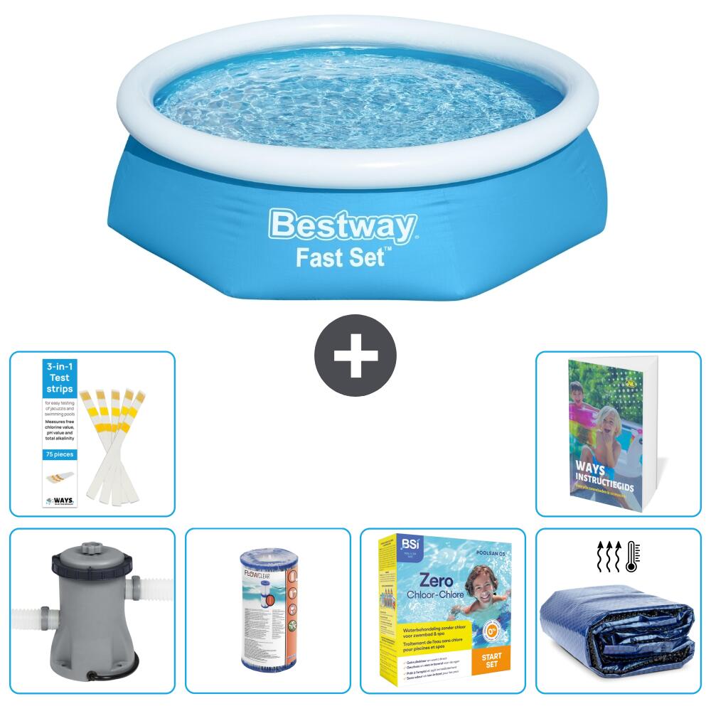 BESTWAY Basen Fast Set Okrągły - 244x61 cm - 7-częściowy S224