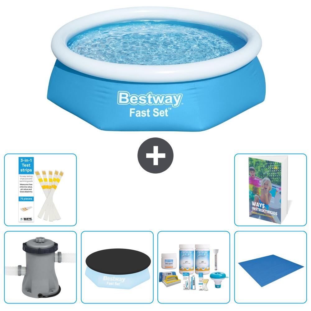 BESTWAY Basen Fast Set Okrągły - 244x61 cm - 7-częściowy S251