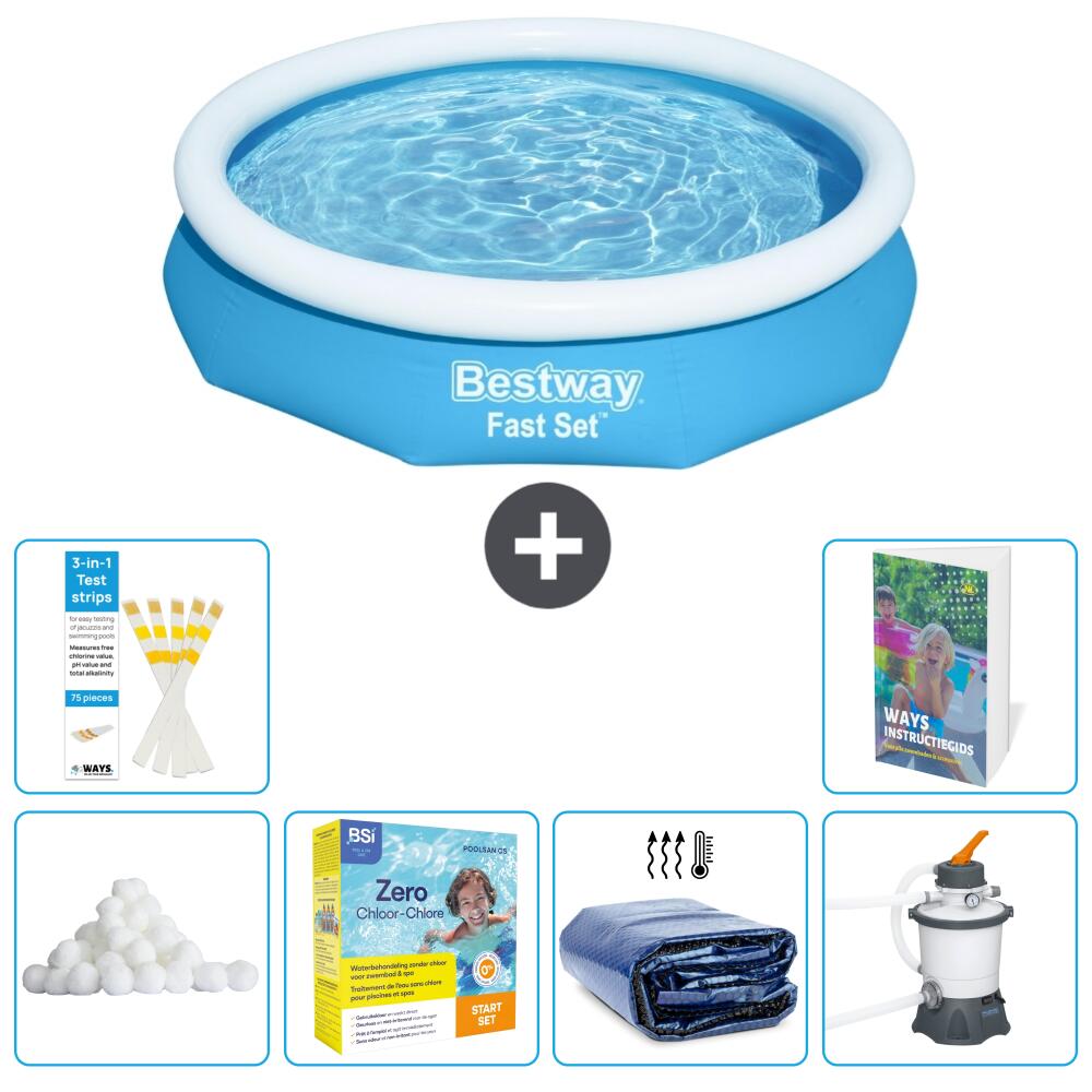 BESTWAY Basen Fast Set Okrągły - 305x66 cm - 7-częściowy S75