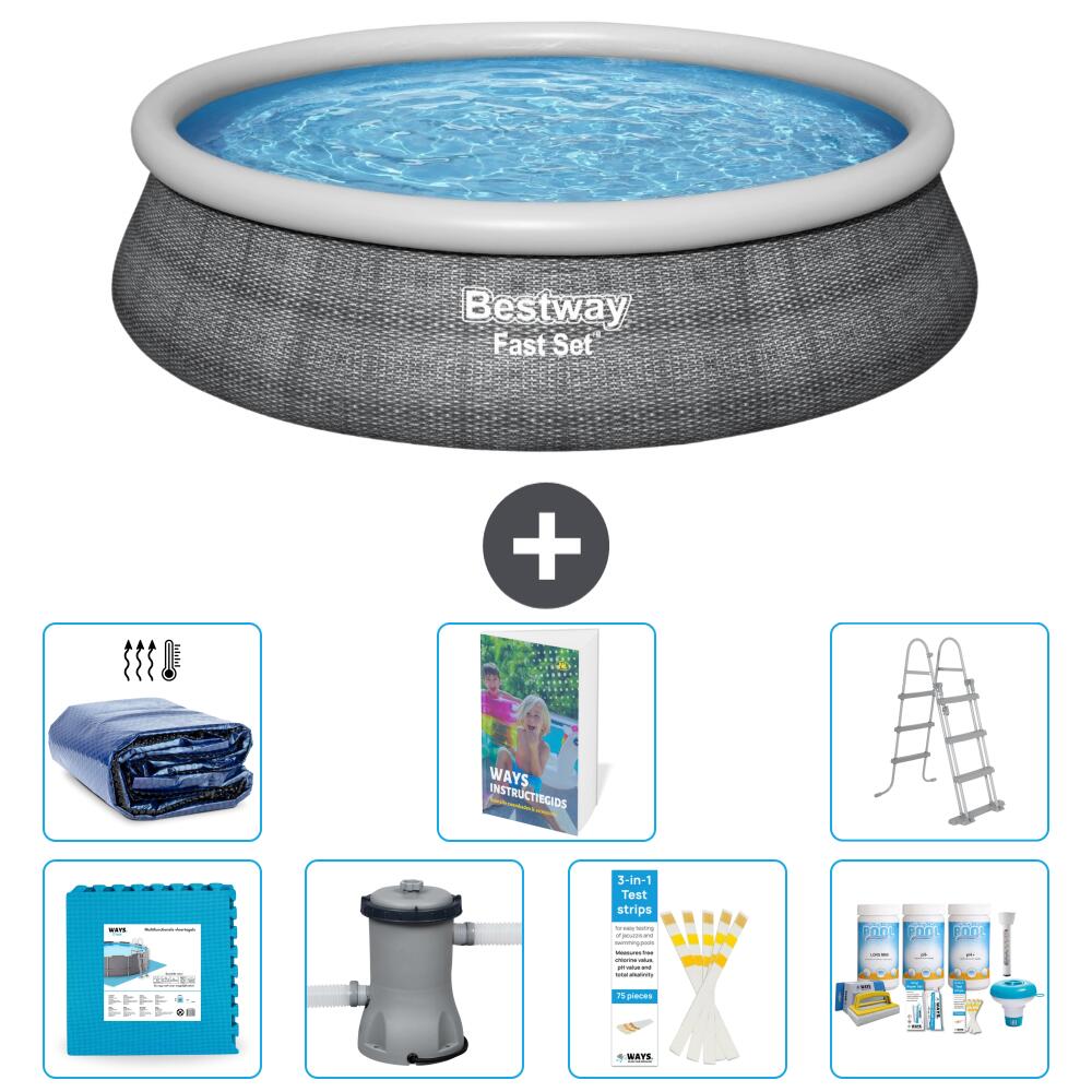 BESTWAY Basen Fast Set Okrągły - 457x107 cm - 8-częściowy S362