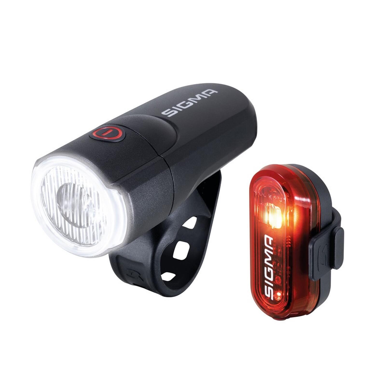 Zestaw oświetlenia rowerowego zasilanego bateriami Sigma aura 30 Lux-curve