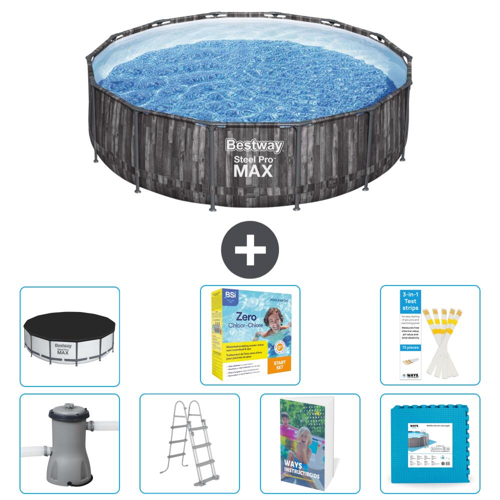 BESTWAY Basen Steel Pro MAX Okrągły - 427x107 cm - 8-częściowy S566