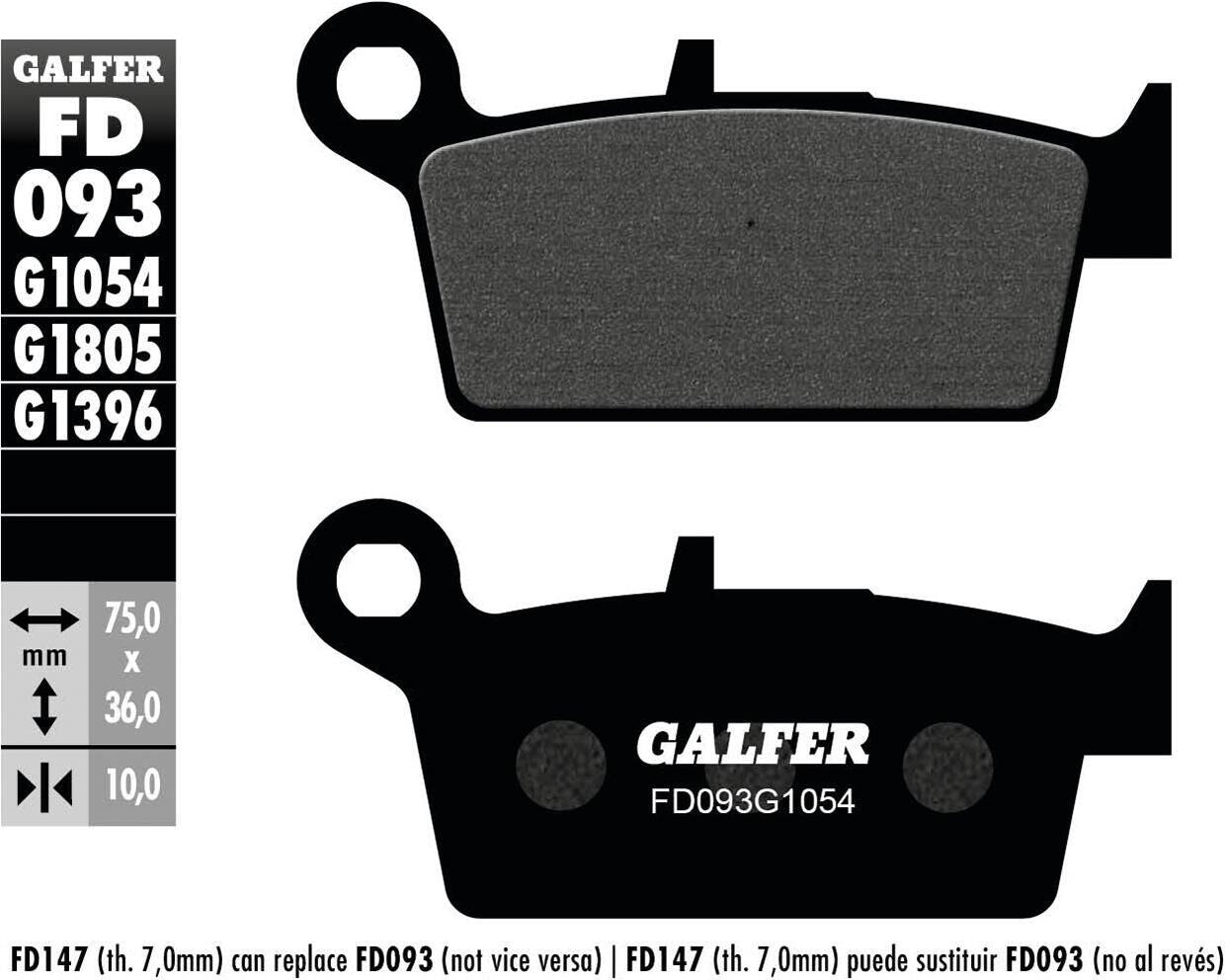 Klocki hamulcowe GALFER FD093 (G1054) ECE R90