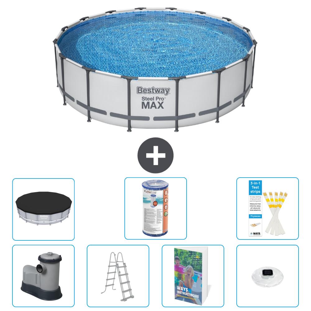 BESTWAY Basen Steel Pro MAX Okrągły - 488x122 cm - 8-częściowy S622