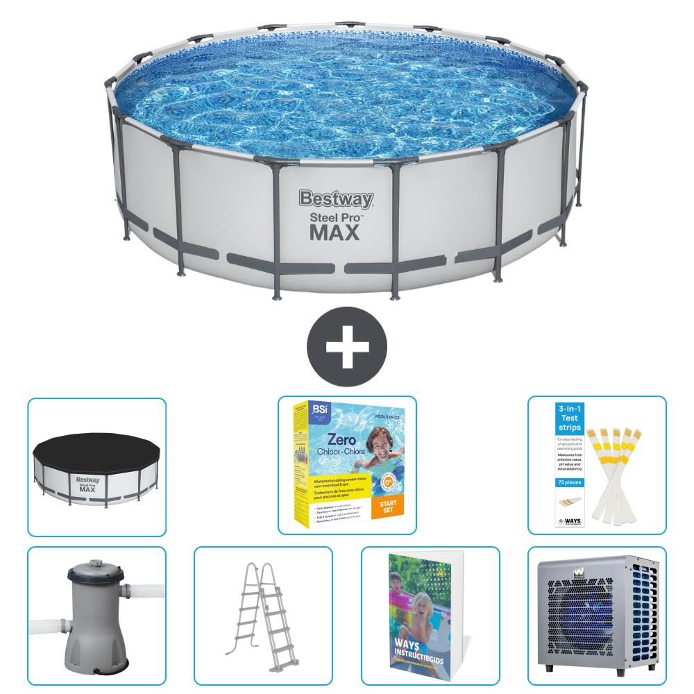 BESTWAY Basen Steel Pro MAX Okrągły - 488x122 cm - 8-częściowy S606