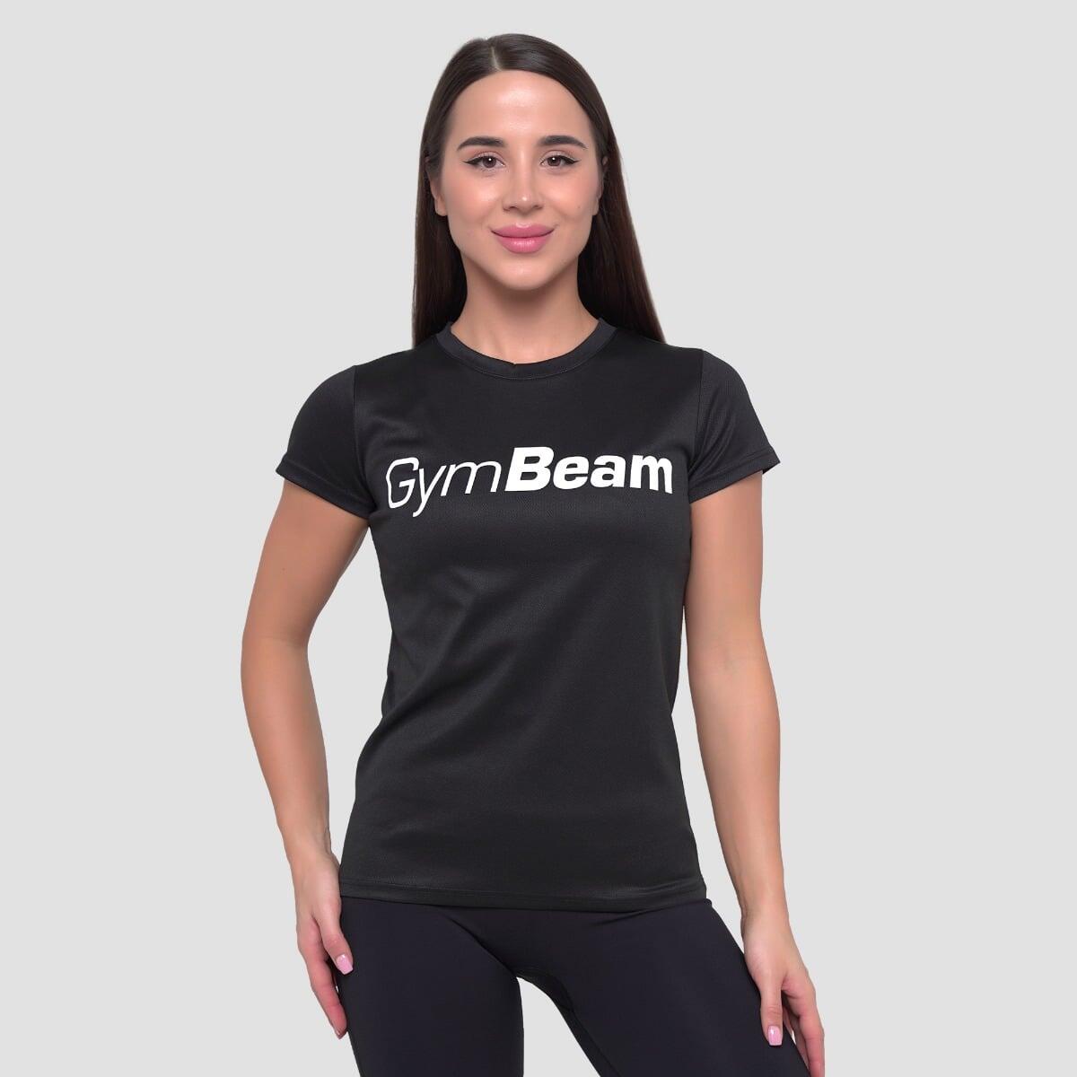 Koszulka damska fitness z krótkim rękawem czarna Essence Mesh