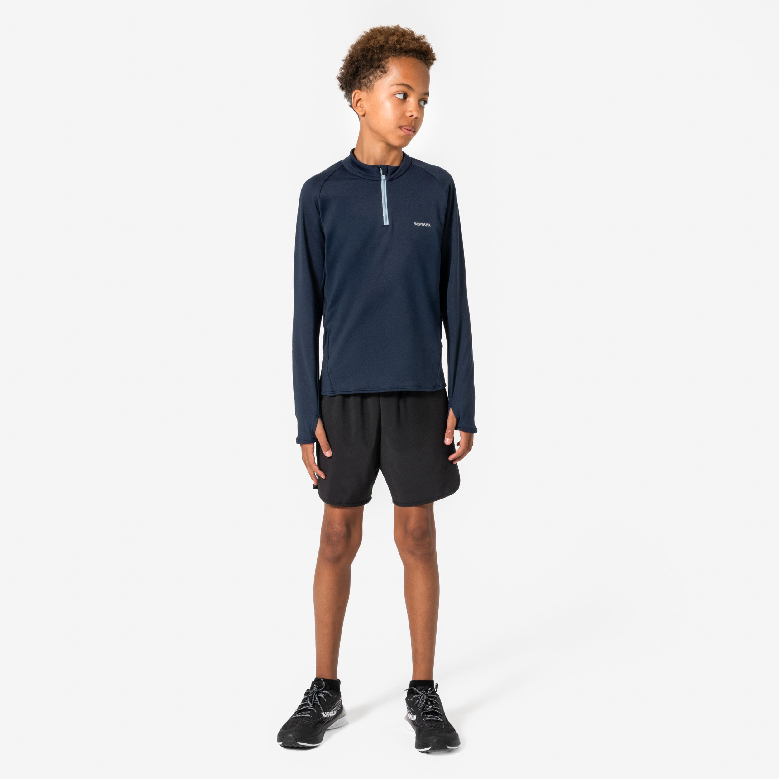Koszulka do biegania z długim rękawem dziecięca Kiprun Warm 100 ocieplana