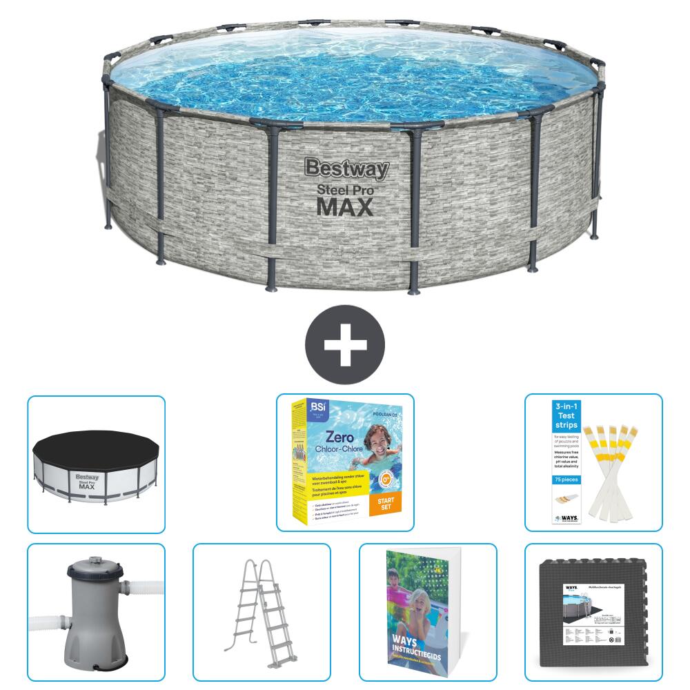 BESTWAY Basen Steel Pro MAX Okrągły - 427x122 cm - 8-częściowy S607