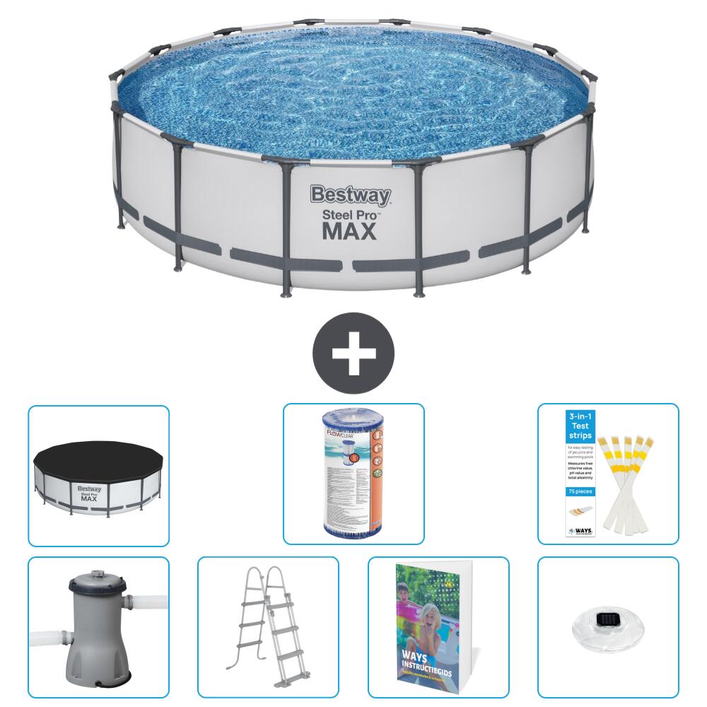 BESTWAY Basen Steel Pro MAX Okrągły - 427x122 cm - 8-częściowy S622