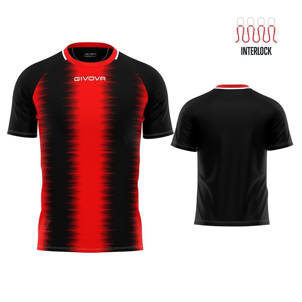 Givova Stripe Sport T-shirt Red-Zwart XL oddech i elastyczny