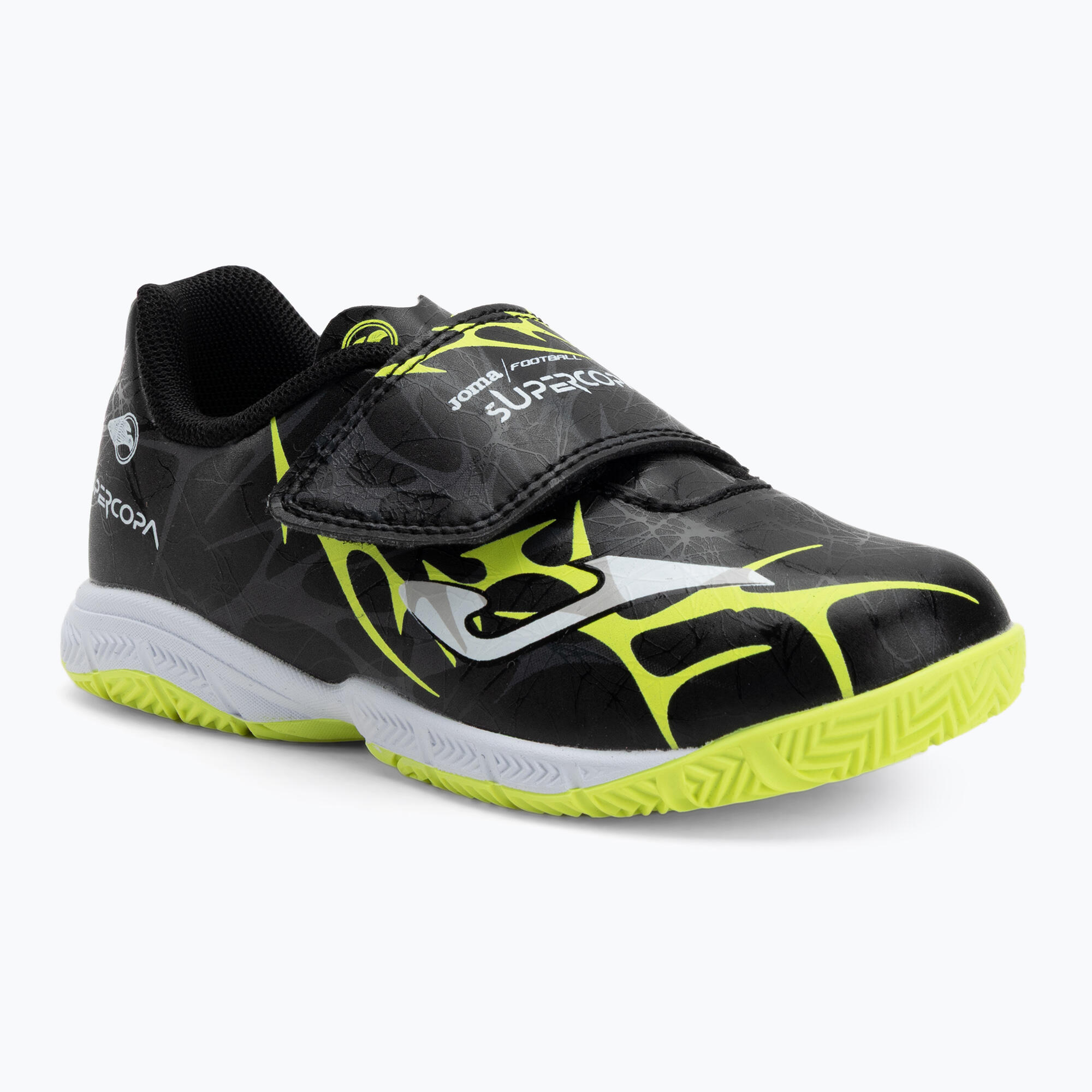 Buty piłkarskie dziecięce Joma Super Copa Jr IN black/fuor yellow