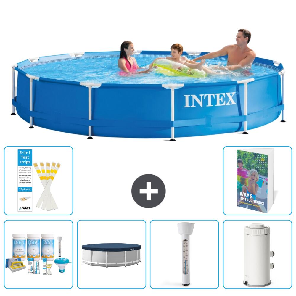 INTEX Basen ze stelażem Okrągły - 366x76 cm - 7-częściowy S63