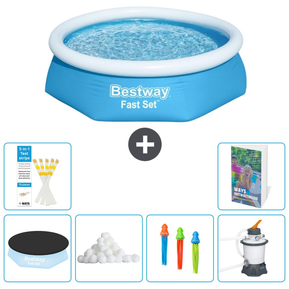 BESTWAY Basen Fast Set Okrągły - 244x61 cm - 7-częściowy S8