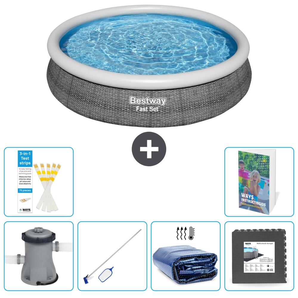 BESTWAY Basen Fast Set Okrągły - 366x76 cm - 7-częściowy S217