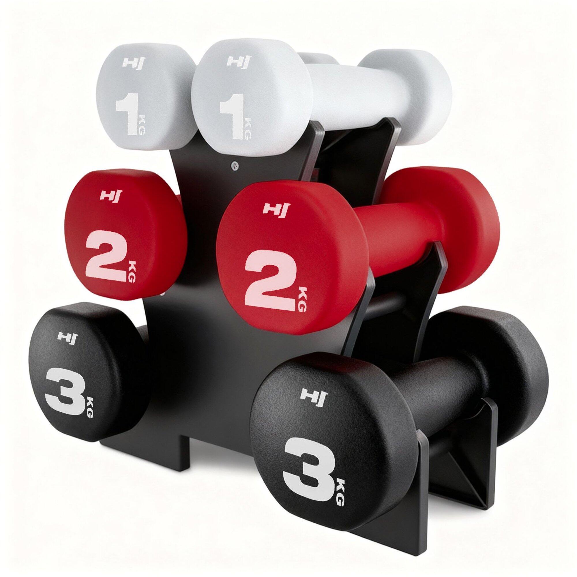 Zestaw hantelek żeliwnych neoprenowych fitness 12kg Hop-Sport HS-V122DRS