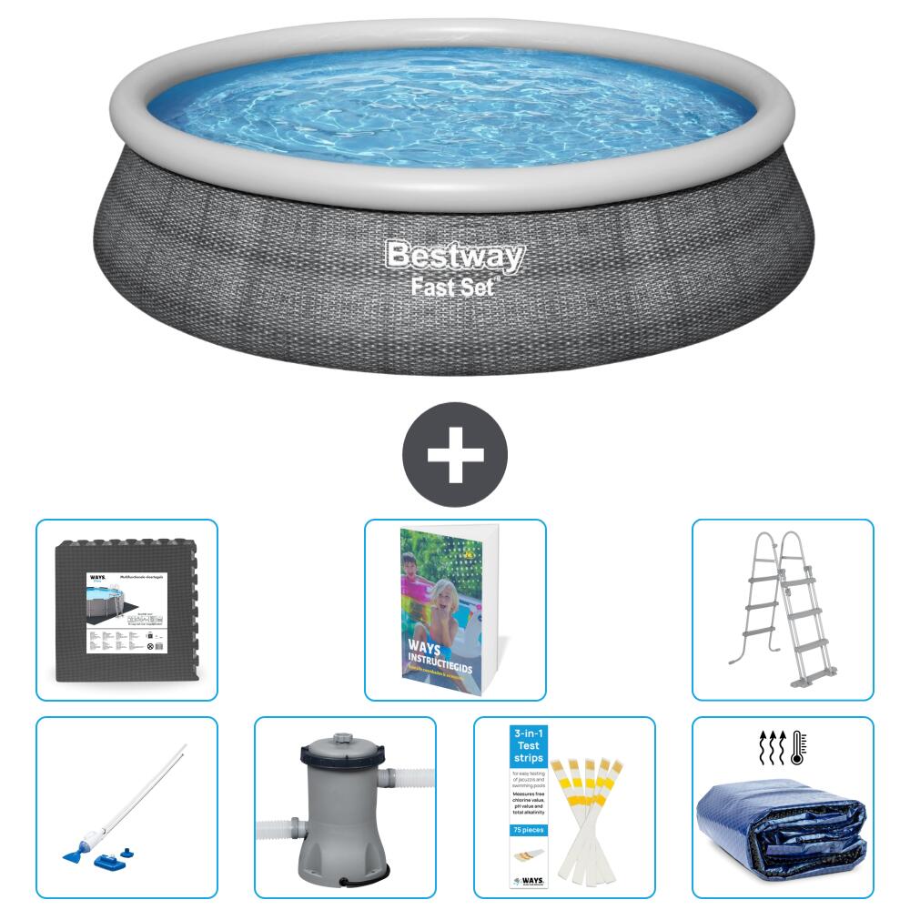 BESTWAY Basen Fast Set Okrągły - 457x107 cm - 8-częściowy S489