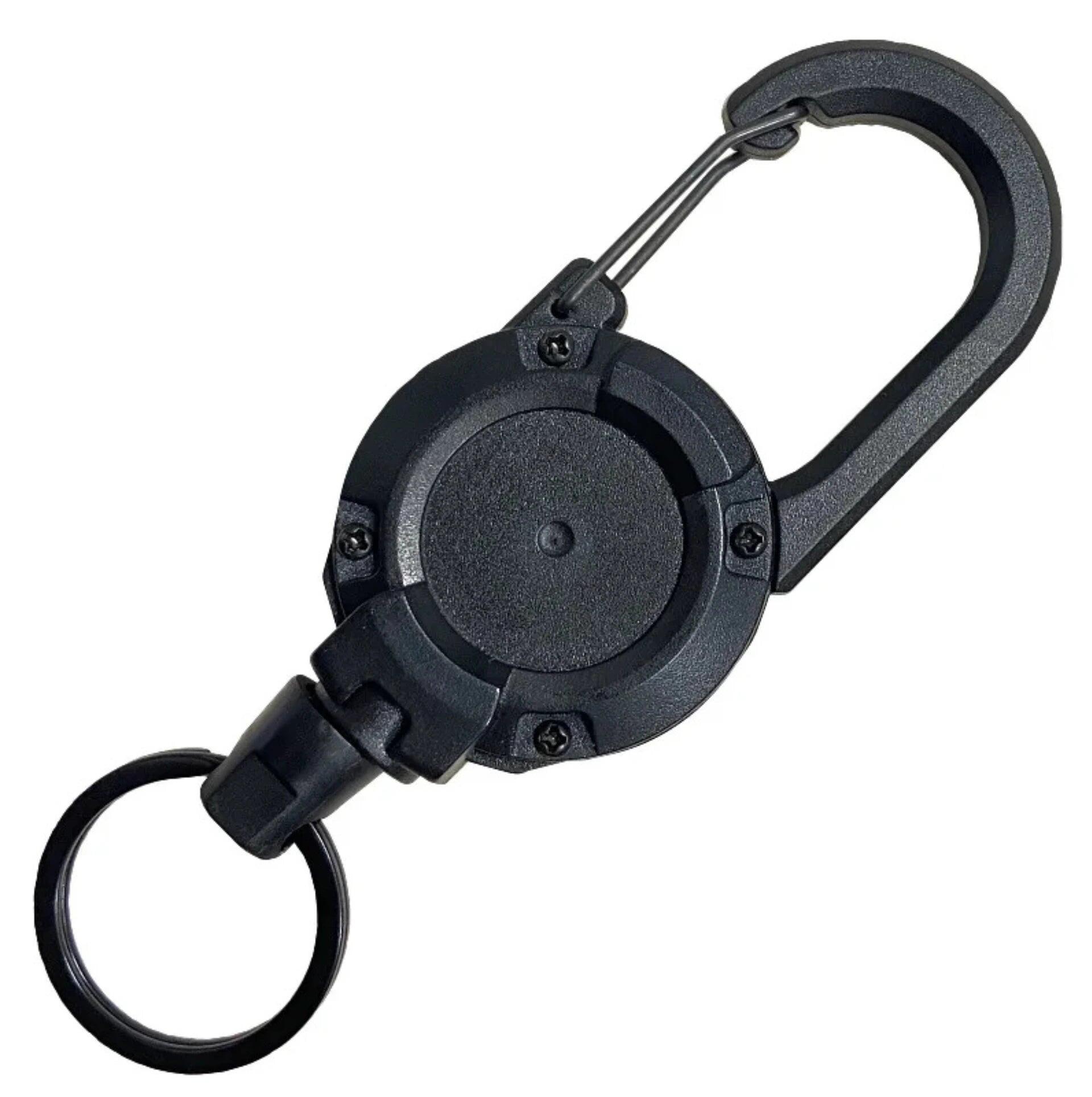 Karabinek chowany z linką stalową 60 cm - brelok do kluczy