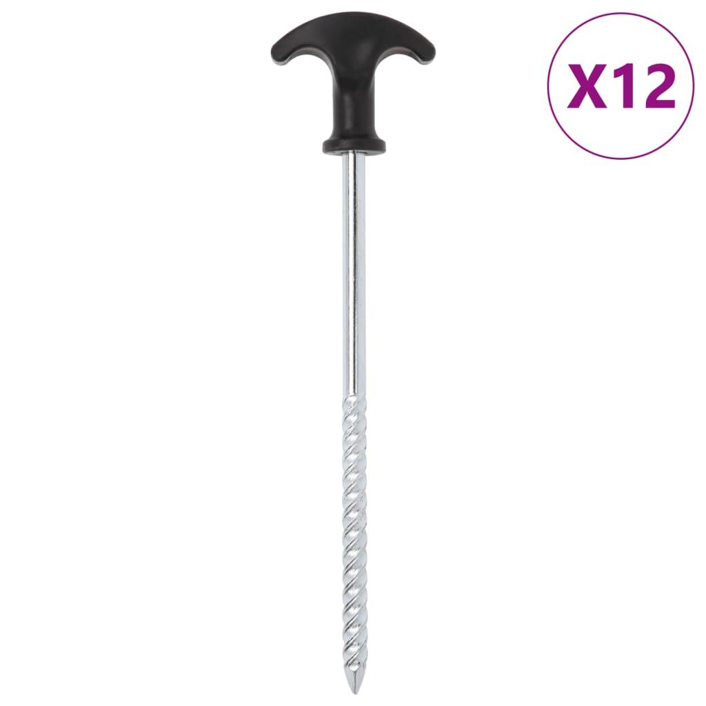 VidaXL Kołki namiotowe 12 szt 7 mm x 20 cm stal ocynkowana