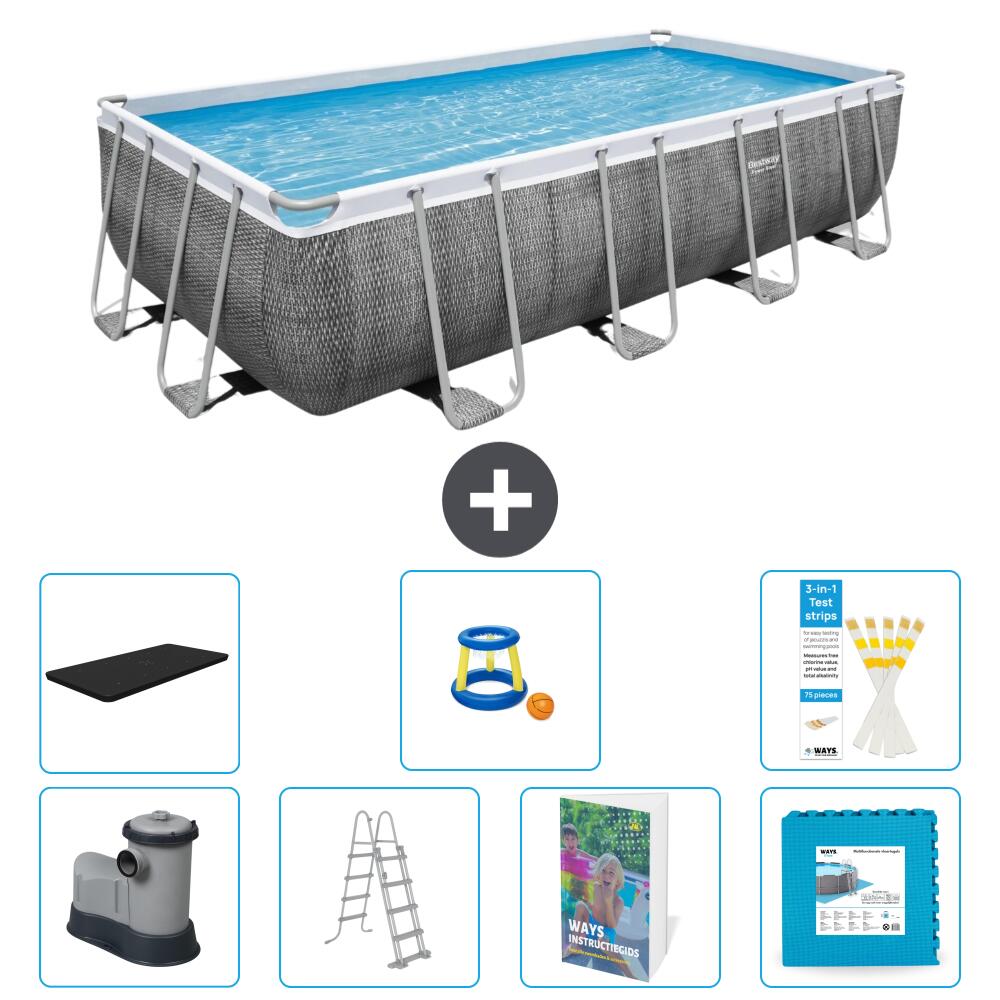 BESTWAY Basen Power Steel Prostokątny - 549x274x122 cm - 8-częściowy S570