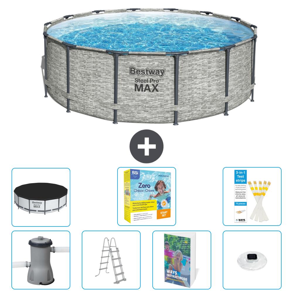 BESTWAY Basen Steel Pro MAX Okrągły - 427x122 cm - 8-częściowy S526
