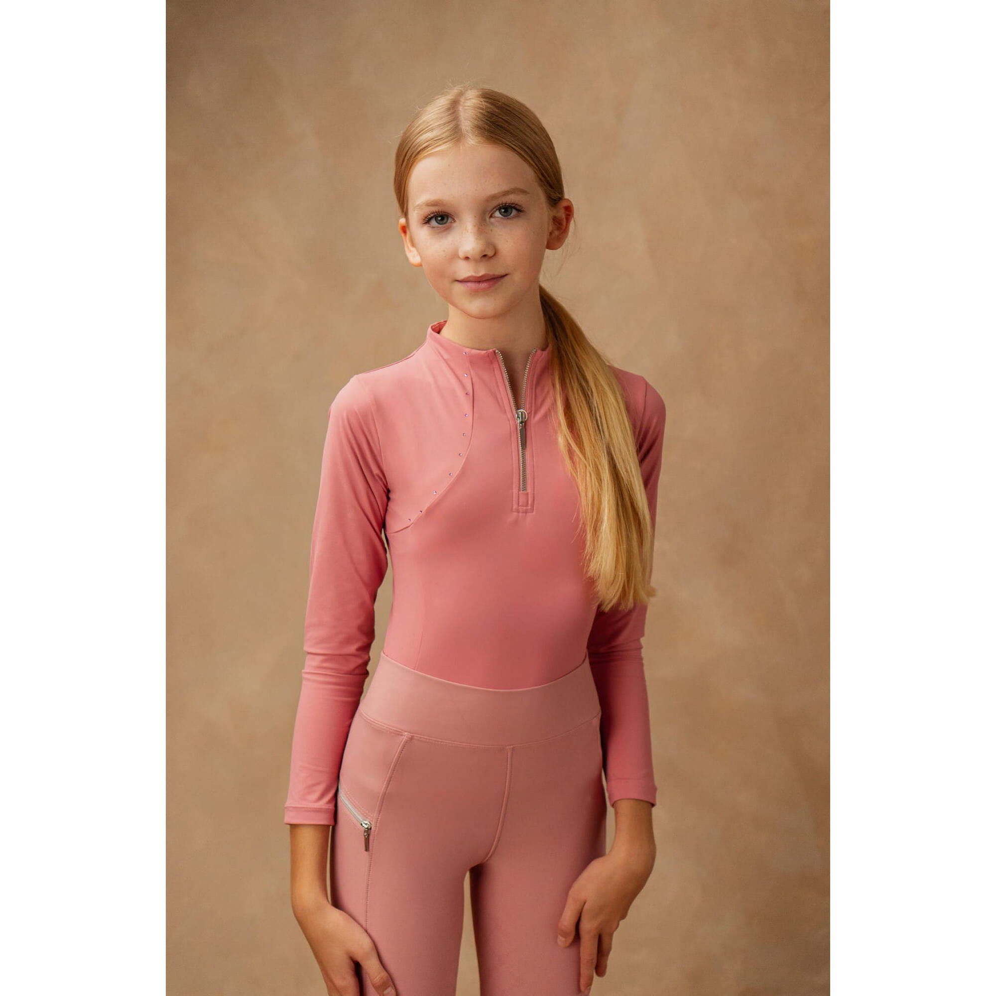 Dziecięca bluzka do jazdy konnej z długim rękawem Vanessa Pink